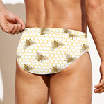 Honey Bee Hive Pattern Print Men's Swim Briefs
