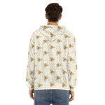 Honey Bee Hive Pattern Print Men's Velvet Pullover Hoodie