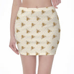 Honey Bee Hive Pattern Print Pencil Mini Skirt