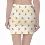 Honey Bee Hive Pattern Print Pencil Mini Skirt