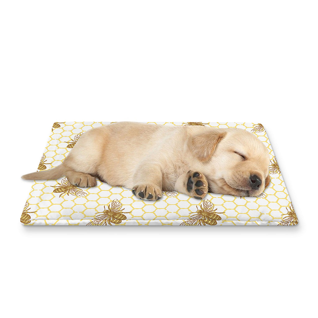 Honey Bee Hive Pattern Print Pet Cooling Mat Cover