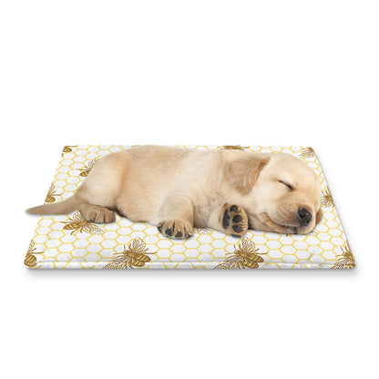 Honey Bee Hive Pattern Print Pet Cooling Mat Cover