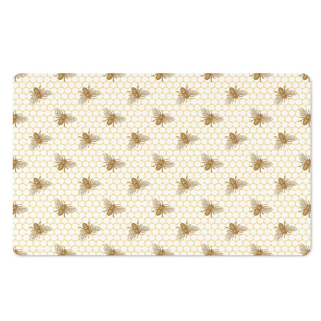 Honey Bee Hive Pattern Print Polyester Doormat
