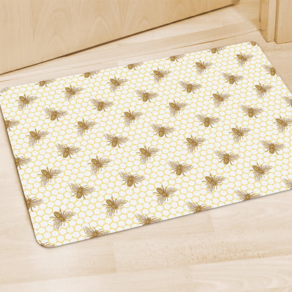 Honey Bee Hive Pattern Print Polyester Doormat