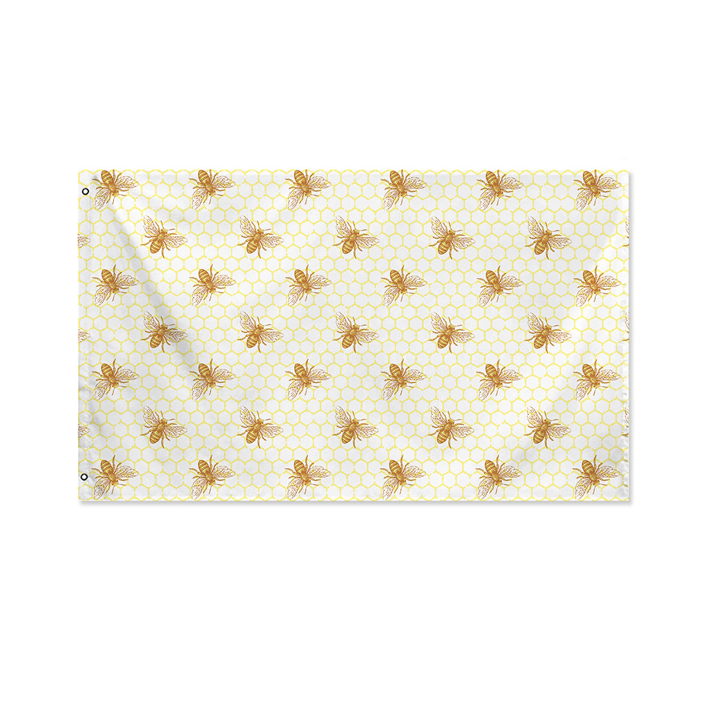 Honey Bee Hive Pattern Print Polyester Flag