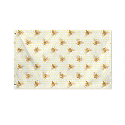 Honey Bee Hive Pattern Print Polyester Flag