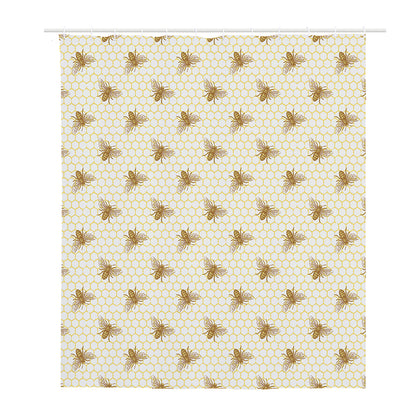 Honey Bee Hive Pattern Print Polyester Shower Curtain
