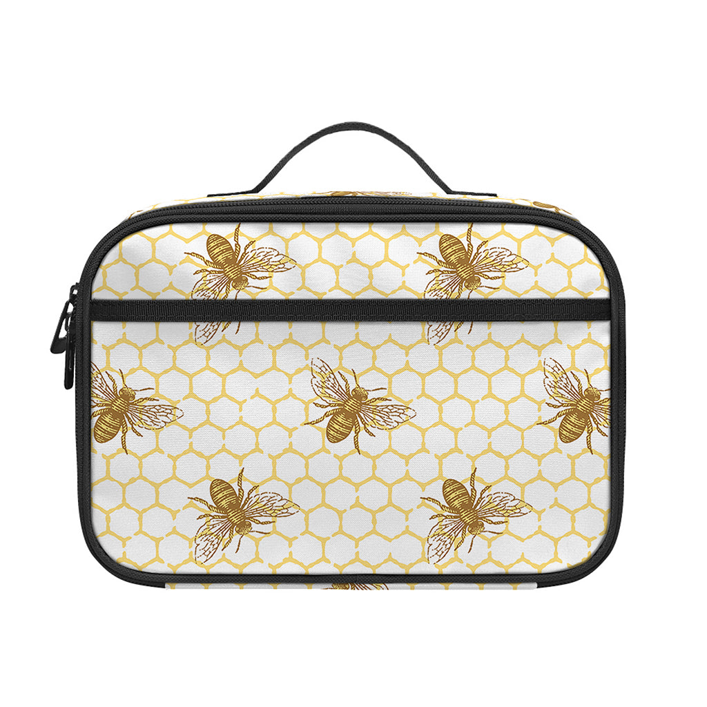 Honey Bee Hive Pattern Print Portable Lunch Bag