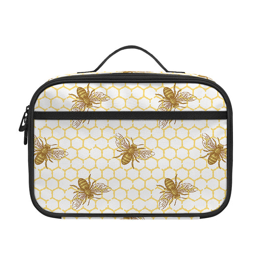 Honey Bee Hive Pattern Print Portable Lunch Bag