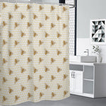 Honey Bee Hive Pattern Print Premium Shower Curtain