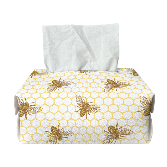 Honey Bee Hive Pattern Print Rectangle Tissue Box Cover