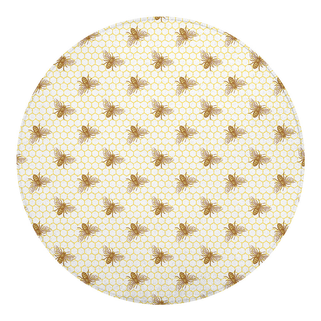 Honey Bee Hive Pattern Print Round Blanket