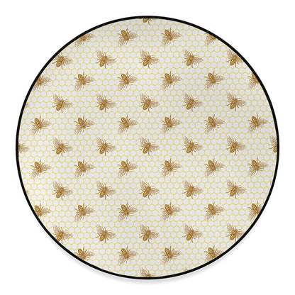 Honey Bee Hive Pattern Print Round Floor Mat