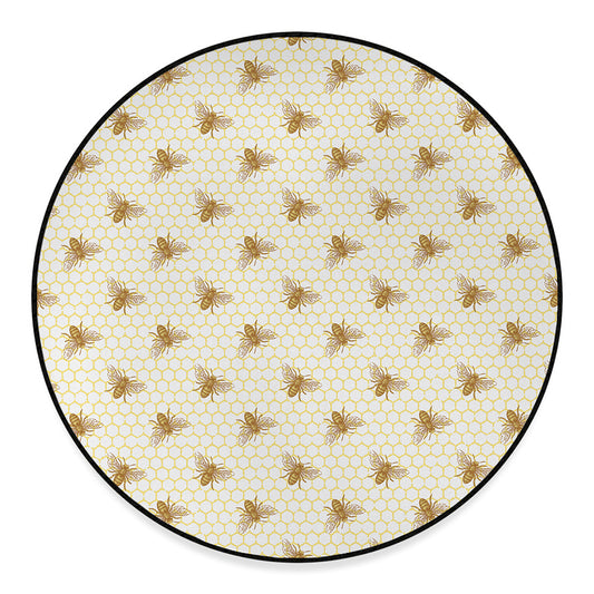 Honey Bee Hive Pattern Print Round Floor Mat