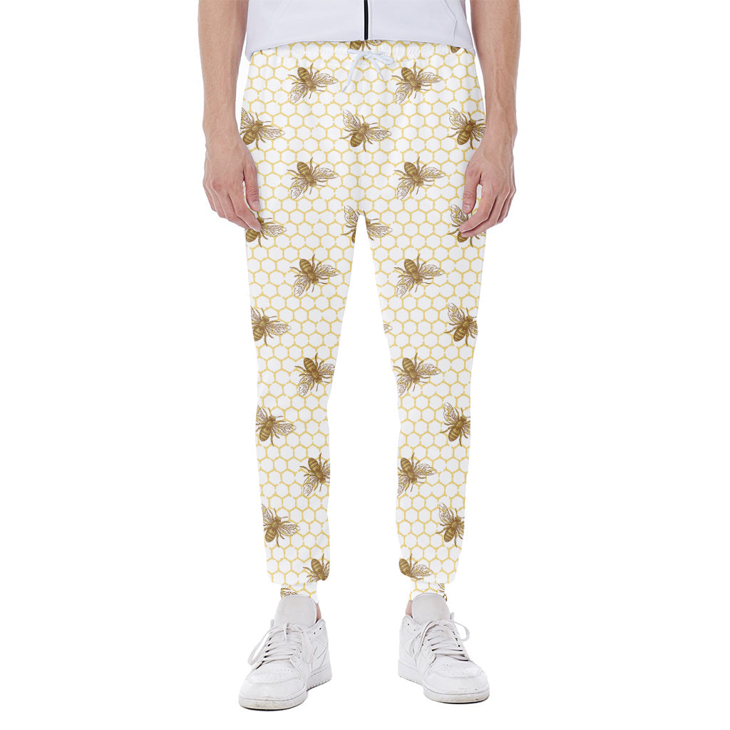 Honey Bee Hive Pattern Print Scuba Joggers