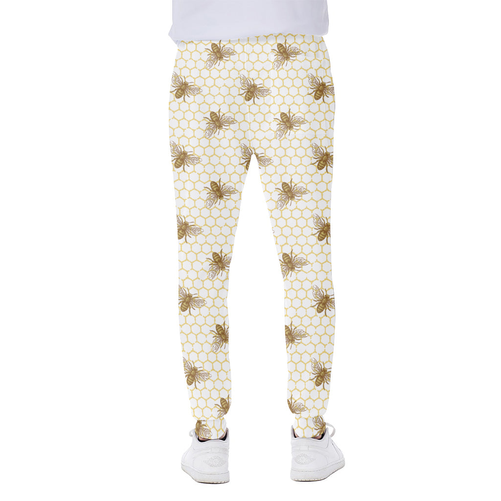 Honey Bee Hive Pattern Print Scuba Joggers