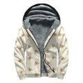 Honey Bee Hive Pattern Print Sherpa Lined Zip Up Hoodie