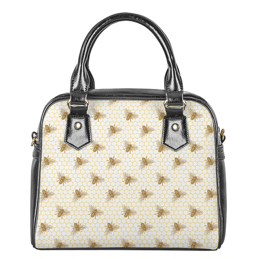 Honey Bee Hive Pattern Print Shoulder Handbag