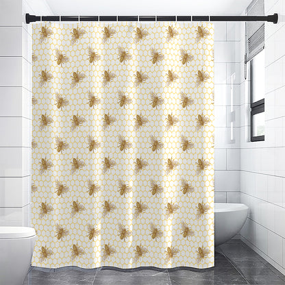 Honey Bee Hive Pattern Print Shower Curtain