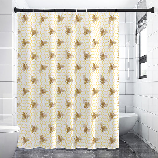 Honey Bee Hive Pattern Print Shower Curtain