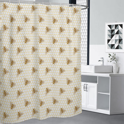 Honey Bee Hive Pattern Print Shower Curtain