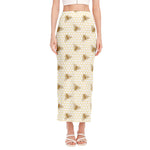 Honey Bee Hive Pattern Print Side Slit Maxi Skirt