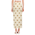 Honey Bee Hive Pattern Print Side Slit Maxi Skirt