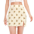Honey Bee Hive Pattern Print Side Slit Mini Skirt
