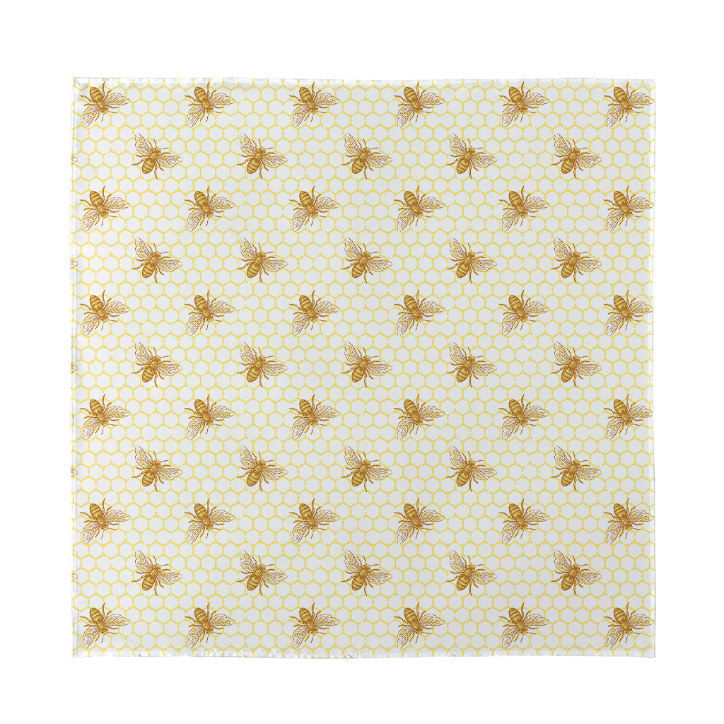 Honey Bee Hive Pattern Print Silk Bandana