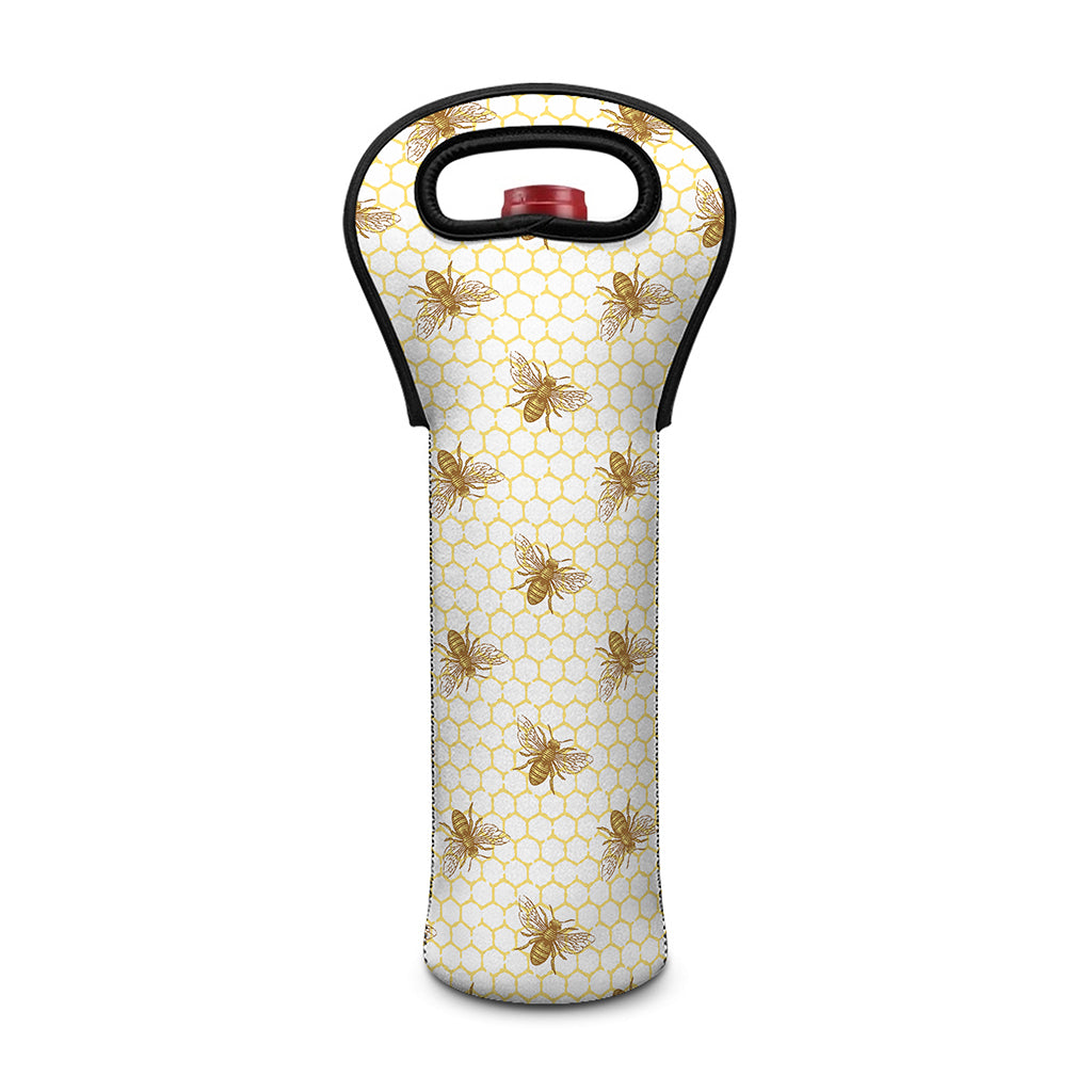Honey Bee Hive Pattern Print Single Neoprene Wine Tote