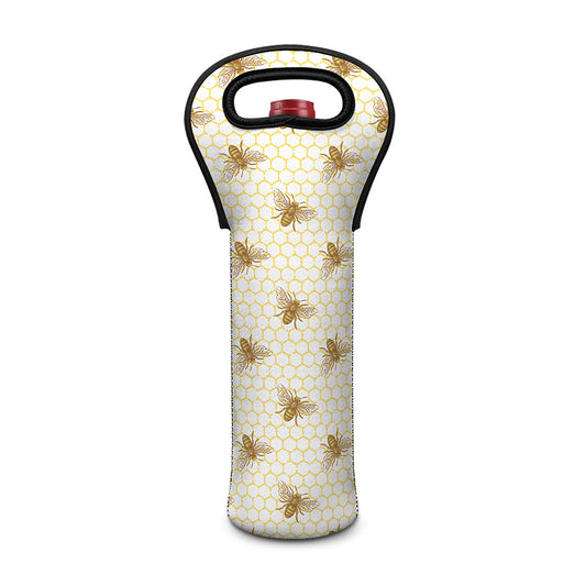 Honey Bee Hive Pattern Print Single Neoprene Wine Tote