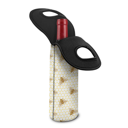 Honey Bee Hive Pattern Print Single Neoprene Wine Tote