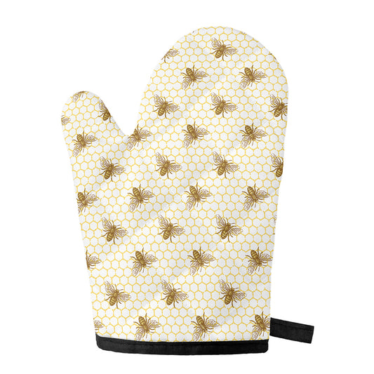 Honey Bee Hive Pattern Print Single Oven Mitt