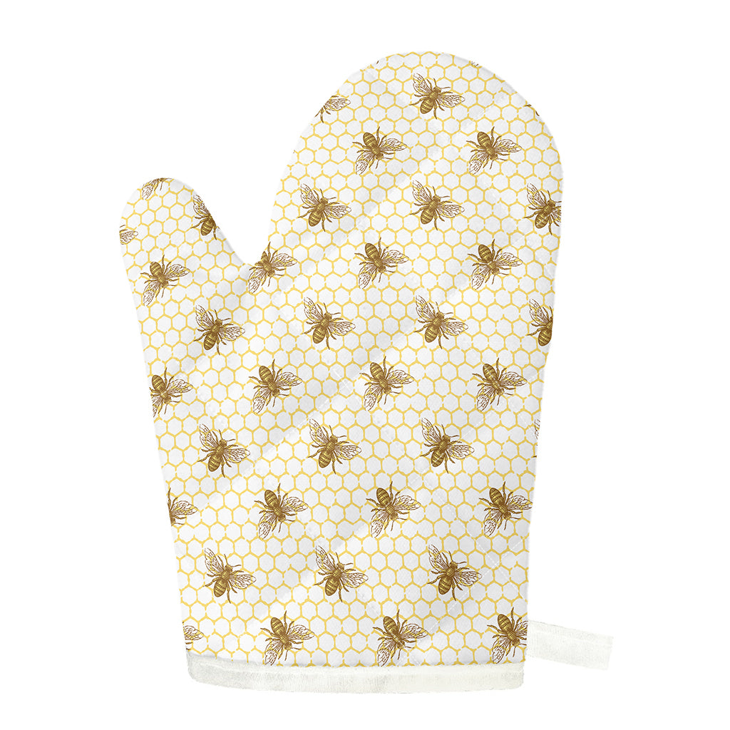 Honey Bee Hive Pattern Print Single Oven Mitt