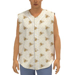 Honey Bee Hive Pattern Print Sleeveless Baseball Jersey