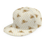 Honey Bee Hive Pattern Print Snapback Cap