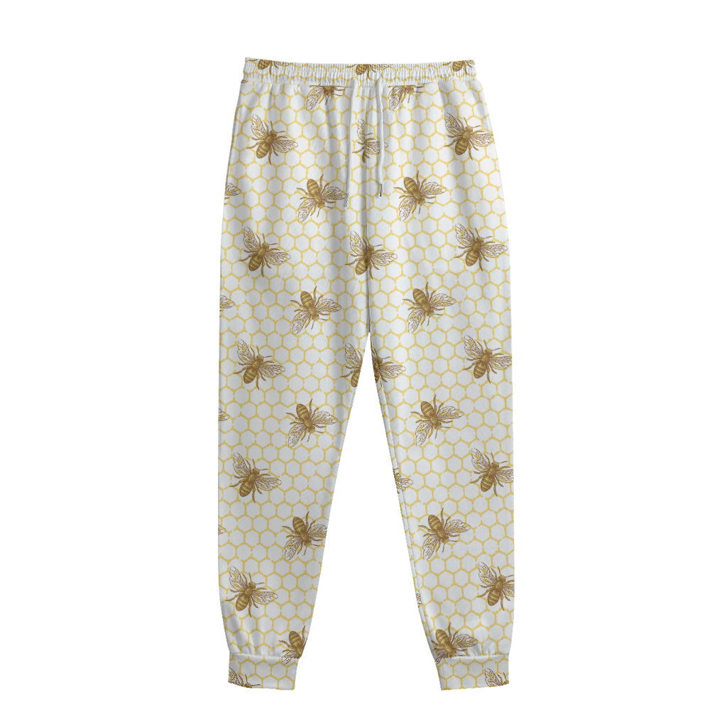 Honey Bee Hive Pattern Print Sweatpants