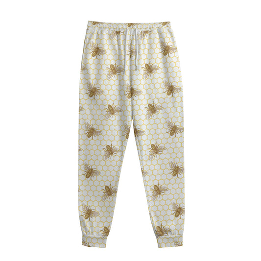 Honey Bee Hive Pattern Print Sweatpants