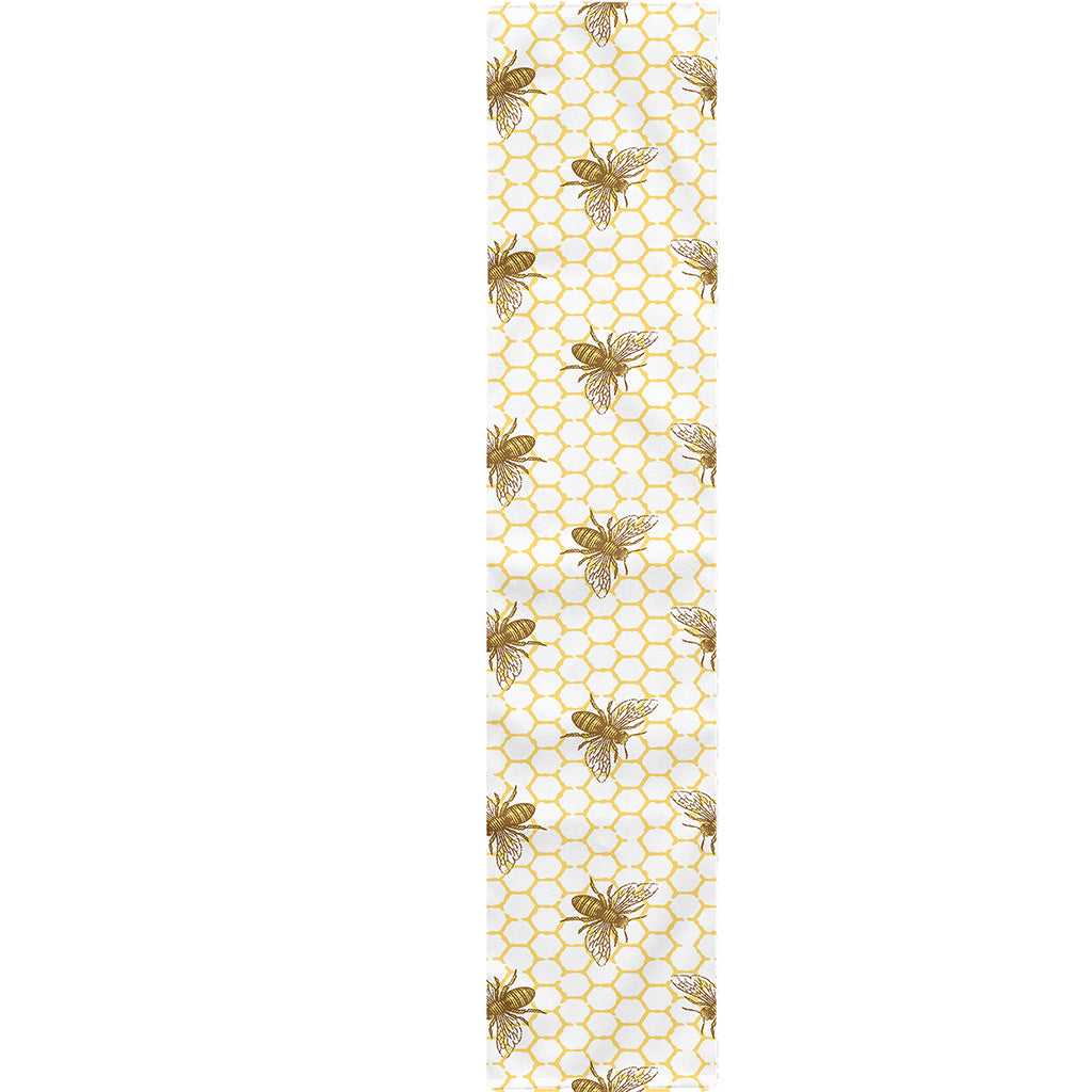 Honey Bee Hive Pattern Print Table Runner