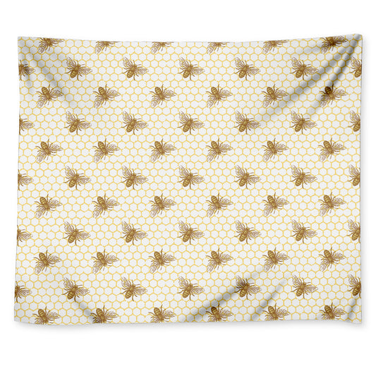 Honey Bee Hive Pattern Print Tapestry