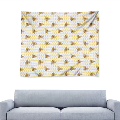 Honey Bee Hive Pattern Print Tapestry