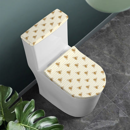 Honey Bee Hive Pattern Print Toilet Lid And Tank Cover Set