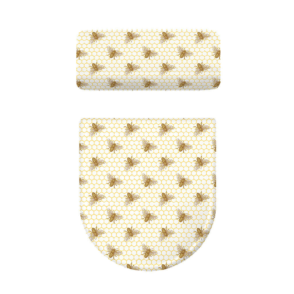 Honey Bee Hive Pattern Print Toilet Lid And Tank Cover Set