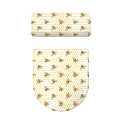 Honey Bee Hive Pattern Print Toilet Lid And Tank Cover Set