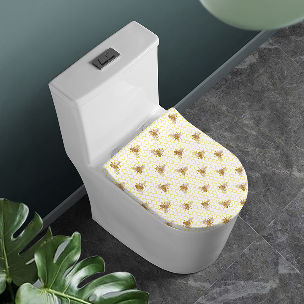 Honey Bee Hive Pattern Print Toilet Lid Cover