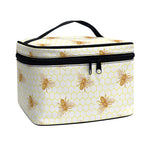 Honey Bee Hive Pattern Print Travel Makeup Bag