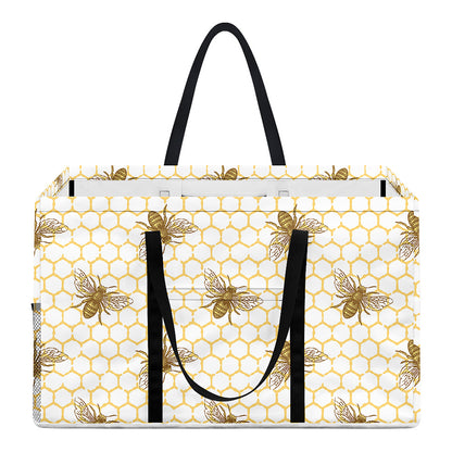 Honey Bee Hive Pattern Print Utility Tote Bag