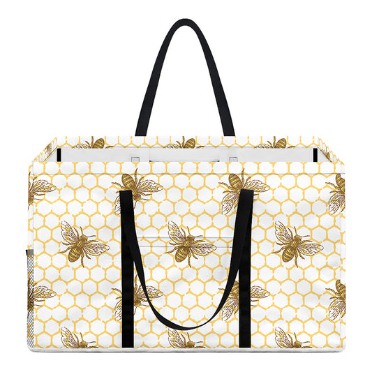 Honey Bee Hive Pattern Print Utility Tote Bag