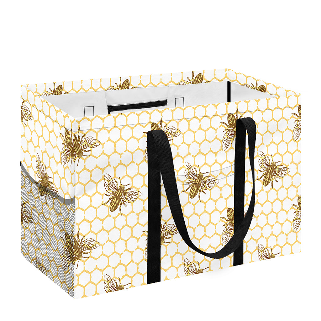Honey Bee Hive Pattern Print Utility Tote Bag