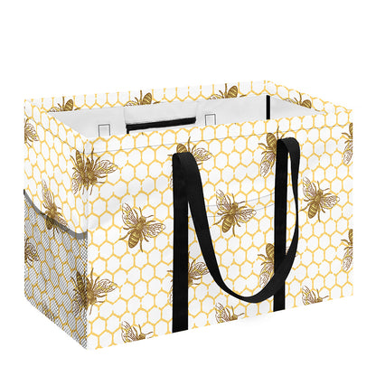 Honey Bee Hive Pattern Print Utility Tote Bag